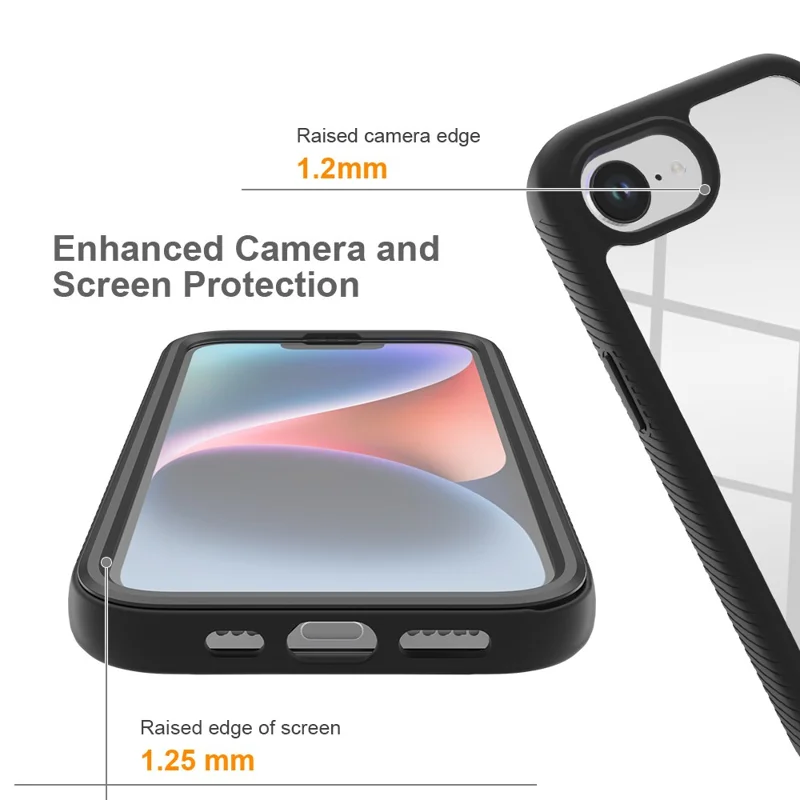 Magnetic Case For iPhone 17e  /  16e PC + TPU Protective Phone Cover with PET Screen Film - Black