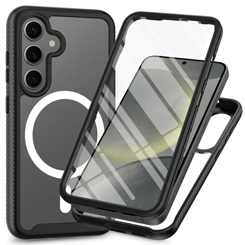 Für Samsung Galaxy S25 Magnetisches Case PC + TPU Schutzhülle mit PET-Bildschirmfolie - Schwarz