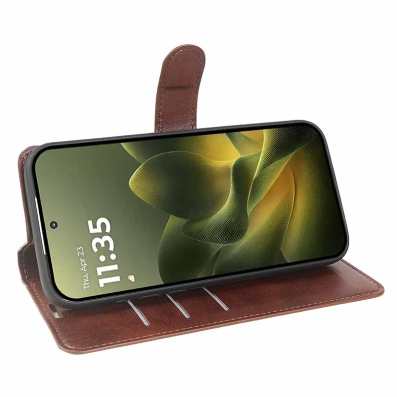 Til Motorola Edge 70 5G Case Stand Wallet Kalvlæder PU Læder Flip Telefonbeskyttelse - Brun