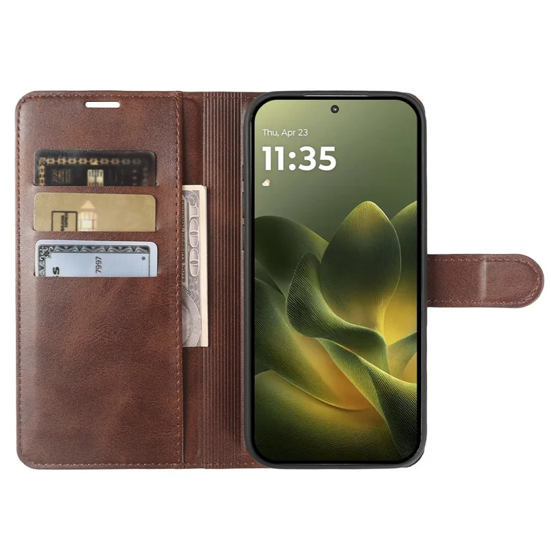 Til Motorola Edge 70 5G Case Stand Wallet Kalvlæder PU Læder Flip Telefonbeskyttelse - Brun
