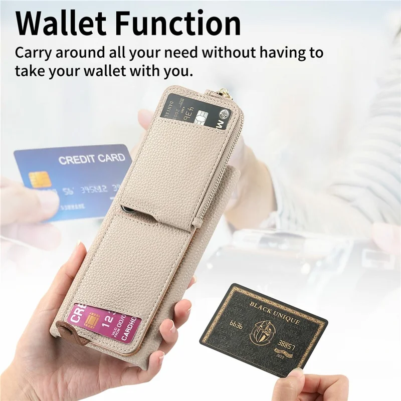 For Samsung Galaxy S26 Ultra Case RFID Blocking Phone Wallet Cover Supports Magnetic Car Holder - Khaki
