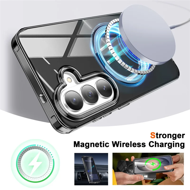 For Samsung Galaxy S26 Phone Case with Screen Protector Magnetic Metal Ring Kickstand Soft-touch TPU + PC Cover - Black