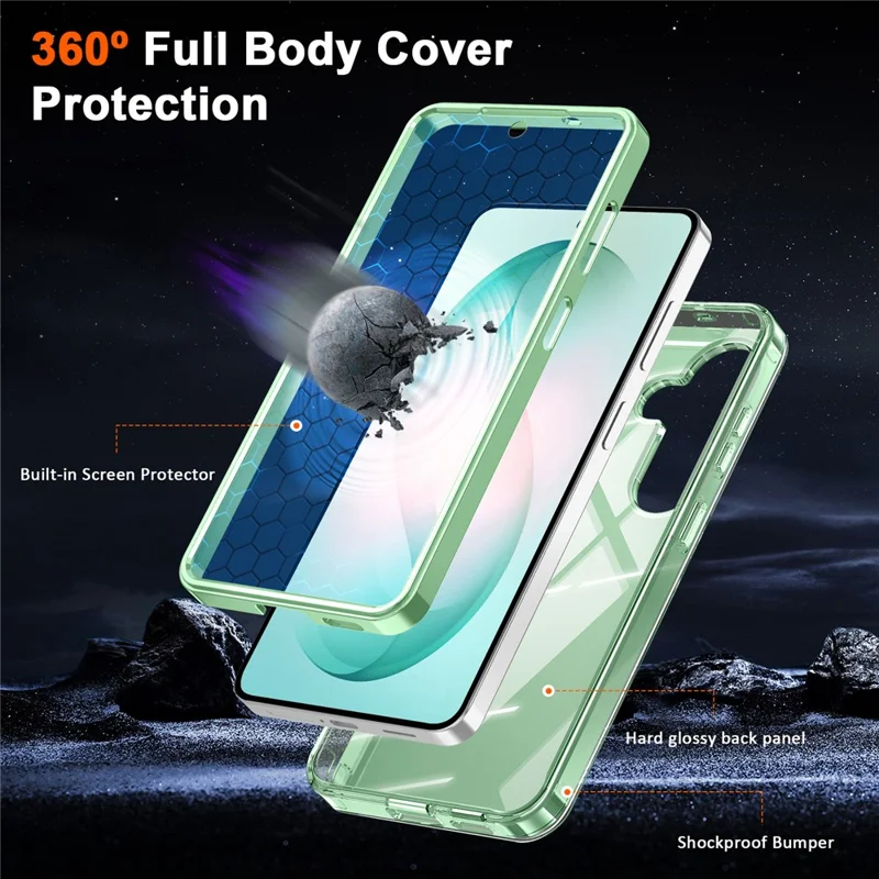 For Samsung Galaxy S26+ Phone Case with Screen Protector Magnetic Metal Ring Kickstand Soft-touch TPU + PC Cover - Green