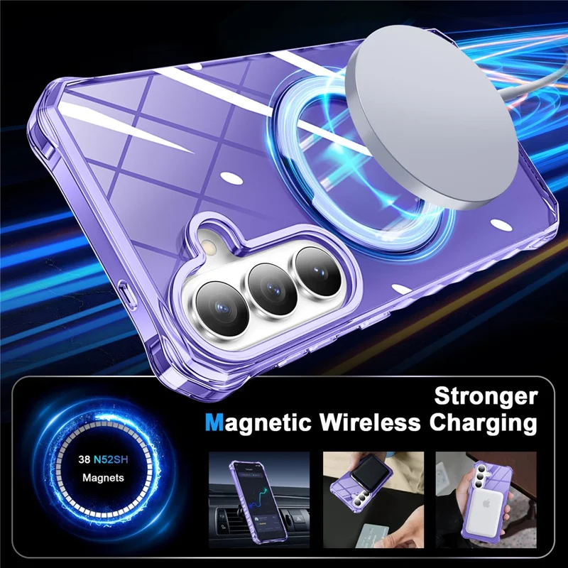 For Samsung Galaxy S26+ Phone Case Magnetic Metal Ring Kickstand Soft-touch TPU + PC Cover - Purple
