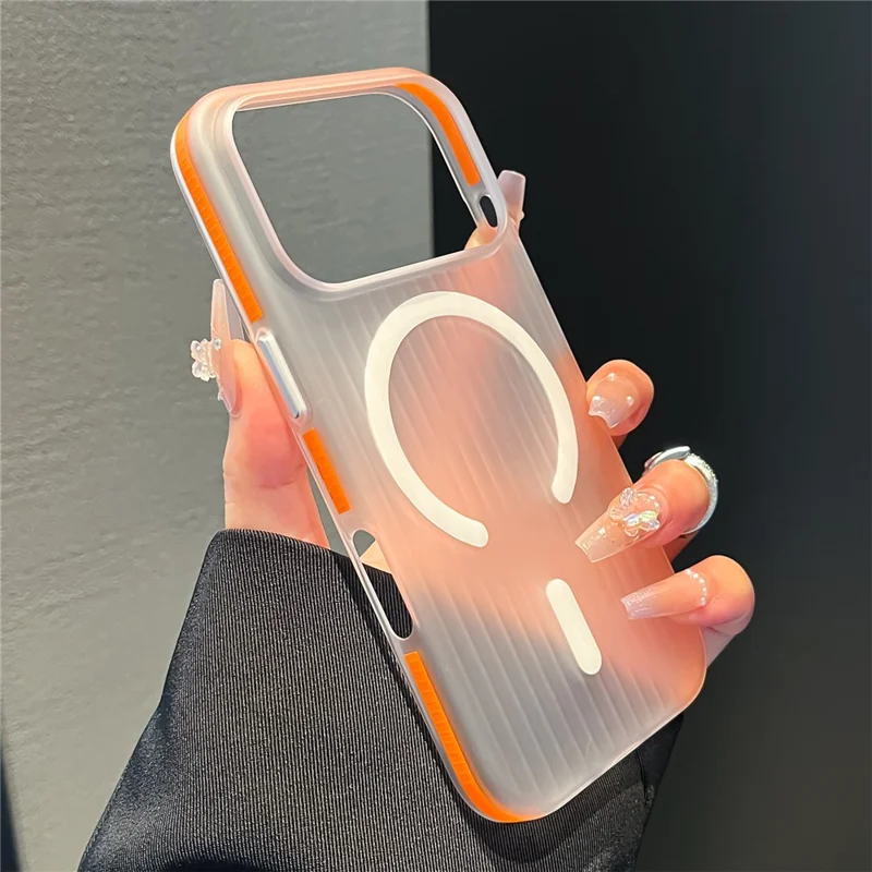 Für iPhone 17 Pro Max Magnetisches Handyhülle Matt-Textur Stoßfest Schutz-PC-Hülle - Orange
