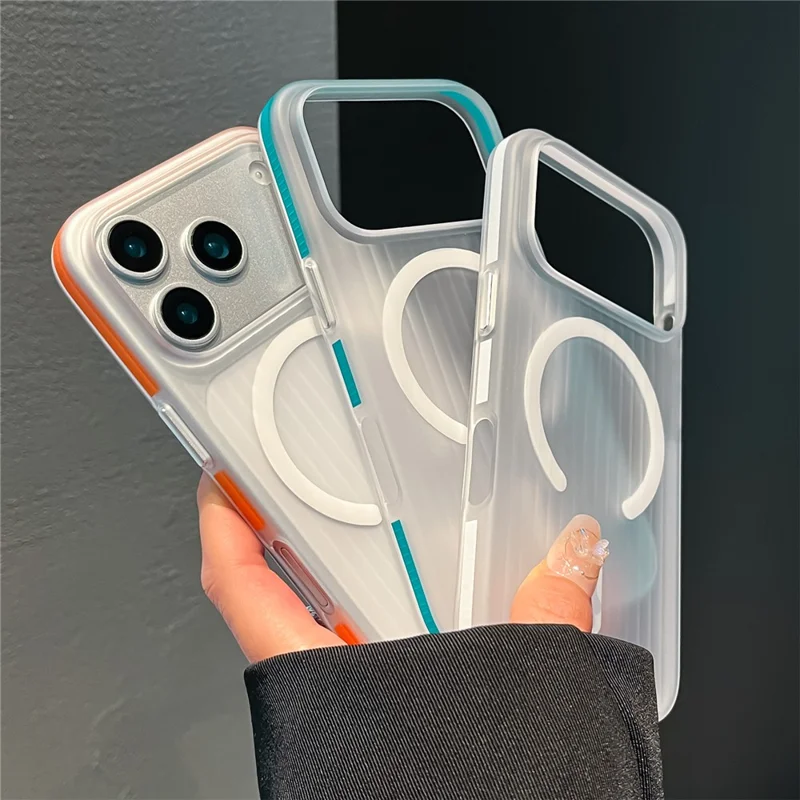 Für iPhone 17 Pro Max Magnetisches Handyhülle Matt-Textur Stoßfest Schutz-PC-Hülle - Orange