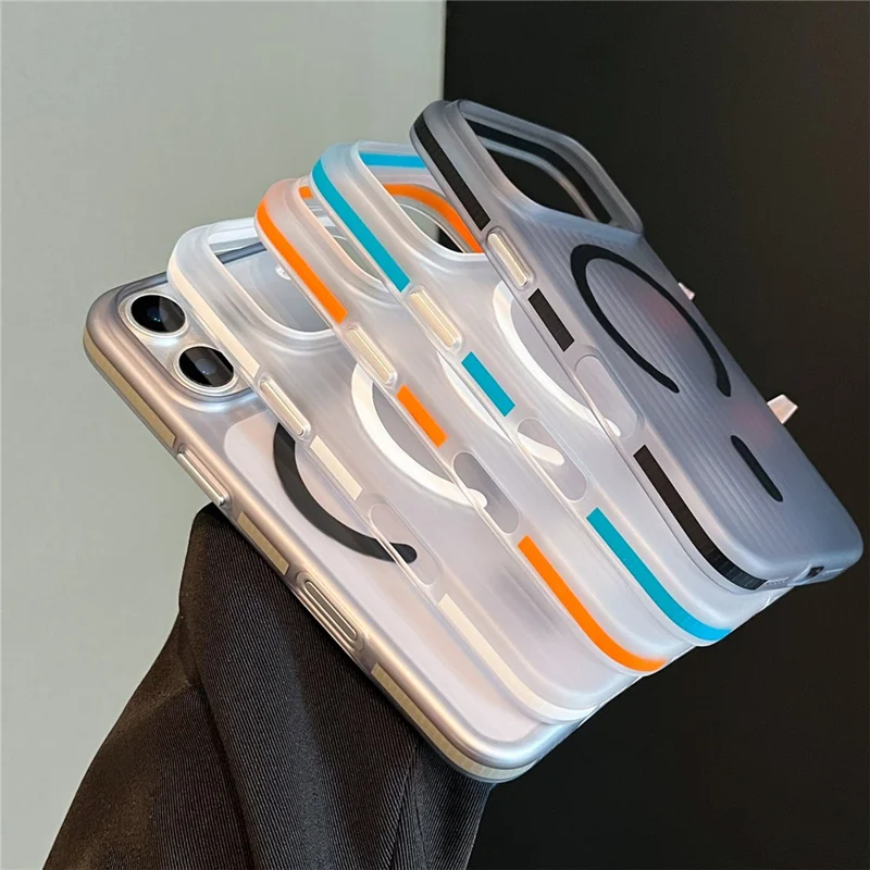 Für iPhone 17 Pro Max Magnetisches Handyhülle Matt-Textur Stoßfest Schutz-PC-Hülle - Orange