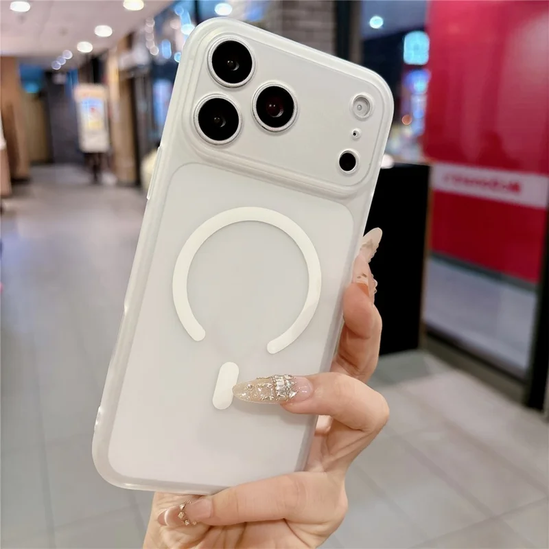 For iPhone 17 Pro Max Magnetic Case Soft-touch Matte TPU Phone Cover Compatible with MagSafe - Transparent White