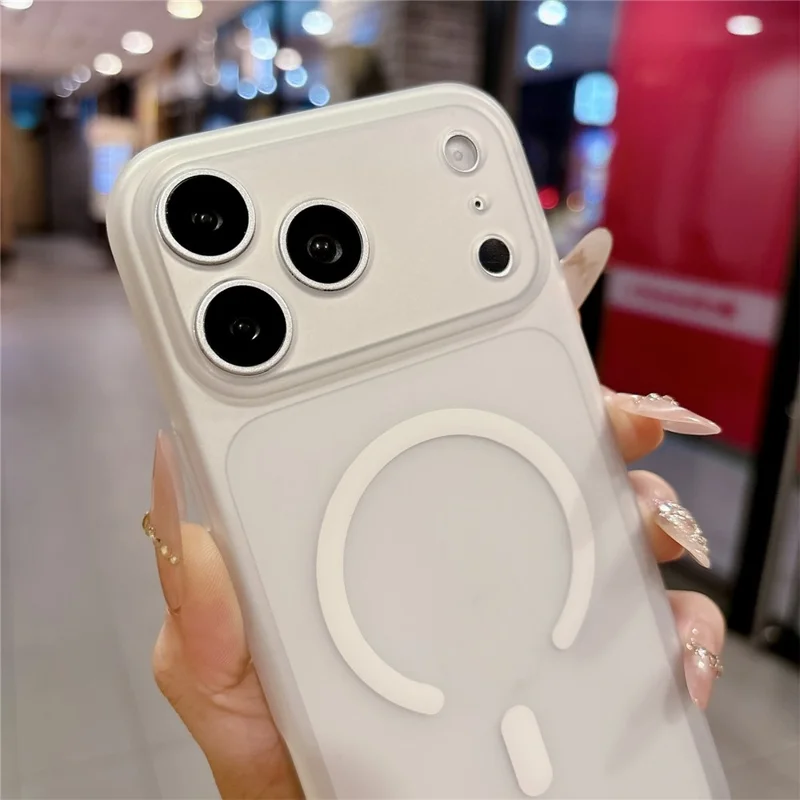 For iPhone 17 Pro Max Magnetic Case Soft-touch Matte TPU Phone Cover Compatible with MagSafe - Transparent White