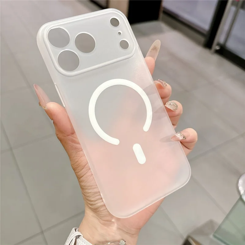 For iPhone 17 Pro Max Magnetic Case Soft-touch Matte TPU Phone Cover Compatible with MagSafe - Transparent White