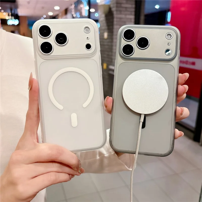 For iPhone 17 Pro Max Magnetic Case Soft-touch Matte TPU Phone Cover Compatible with MagSafe - Transparent White