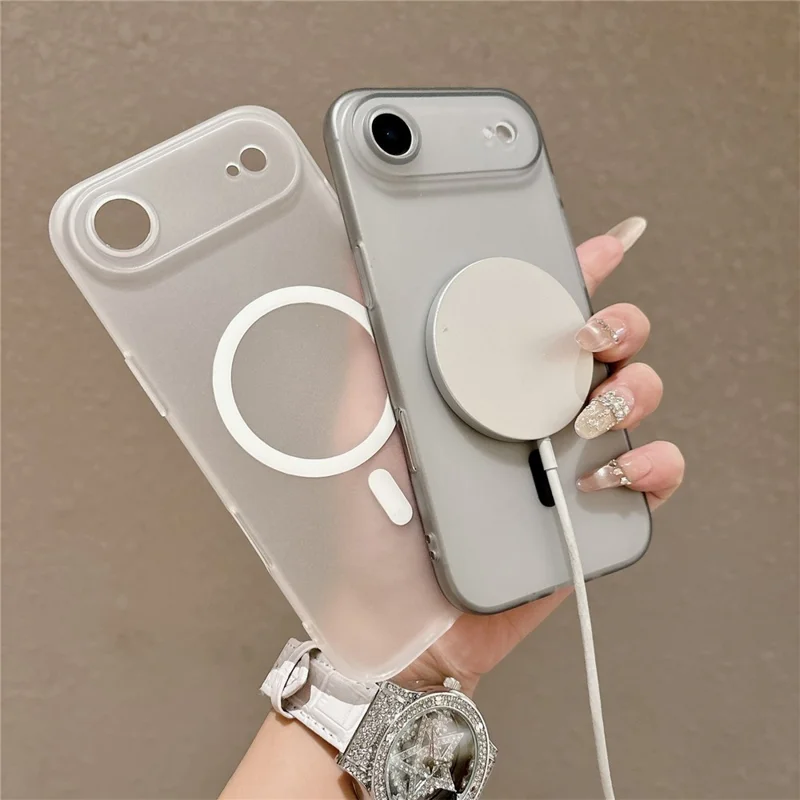 For iPhone Air Magnetic Case Soft-touch Matte TPU Phone Cover Compatible with MagSafe - Transparent Black