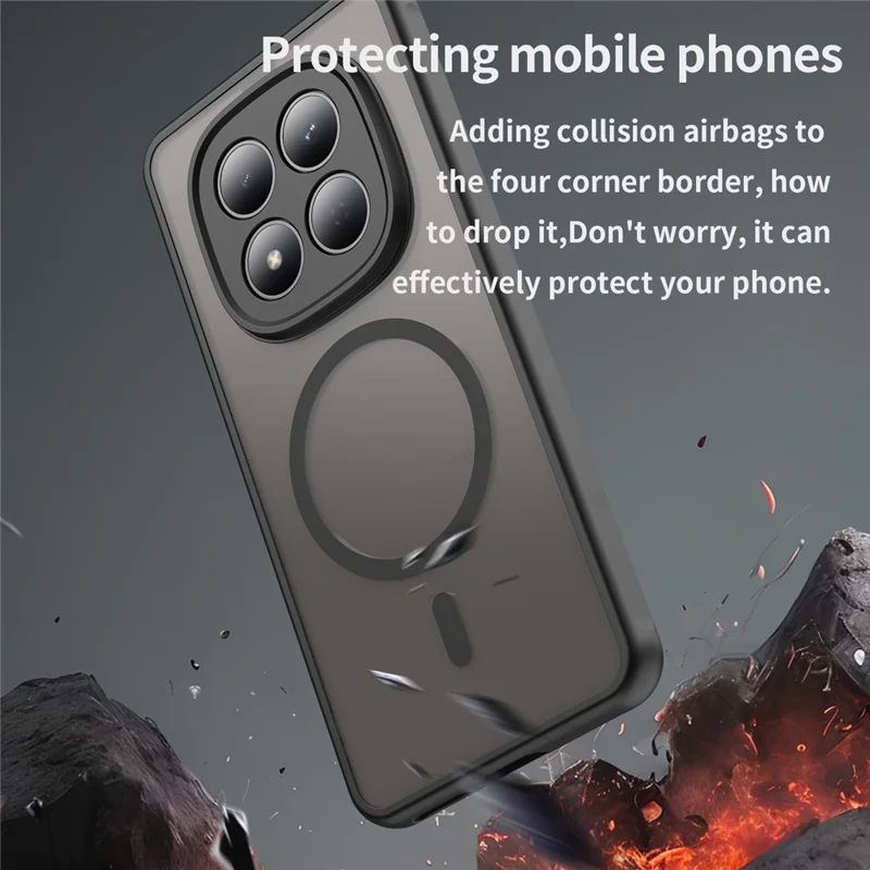 Indkøb i bulk til Xiaomi Redmi Note 15 Pro 4G (Global) magnetisk taske mod fald PC + TPU telefonbeskyttelse - Sort