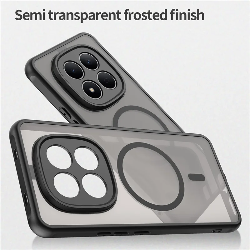 Indkøb i bulk til Xiaomi Redmi Note 15 Pro 4G (Global) magnetisk taske mod fald PC + TPU telefonbeskyttelse - Sort