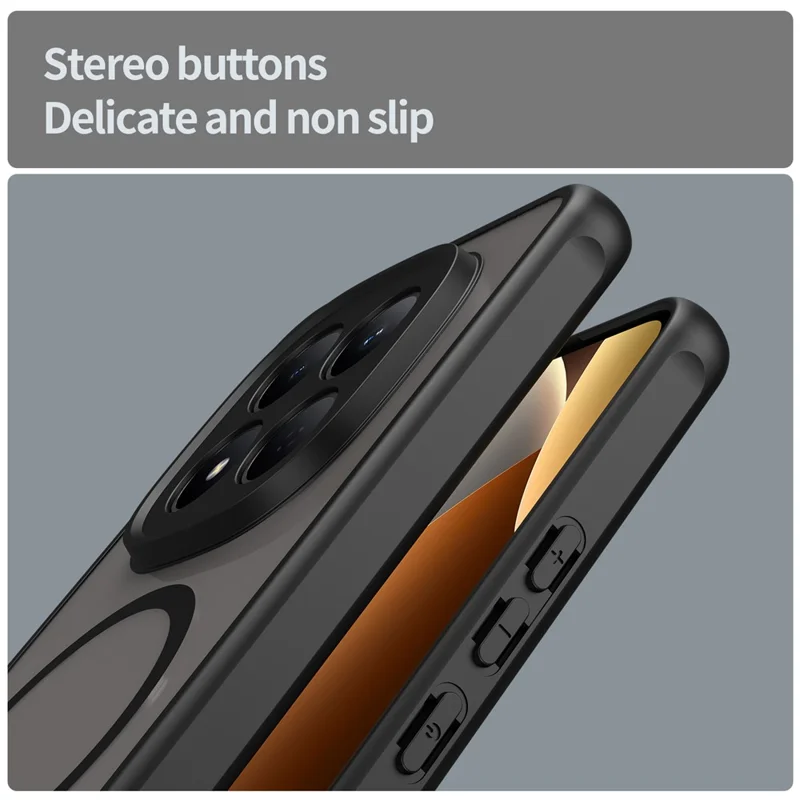 Indkøb i bulk til Xiaomi Redmi Note 15 Pro 4G (Global) magnetisk taske mod fald PC + TPU telefonbeskyttelse - Sort