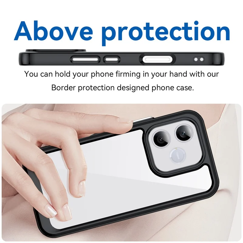 For Honor 600 Lite 5G Phone Case TPU + Acrylic Protective Clear Phone Cover - Black