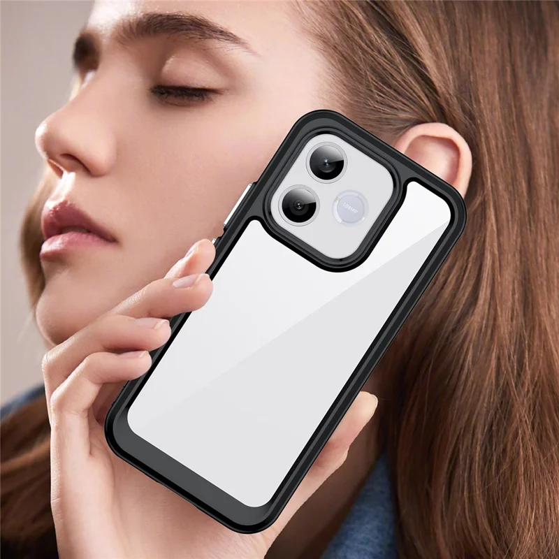 For Honor 600 Lite 5G Phone Case TPU + Acrylic Protective Clear Phone Cover - Black