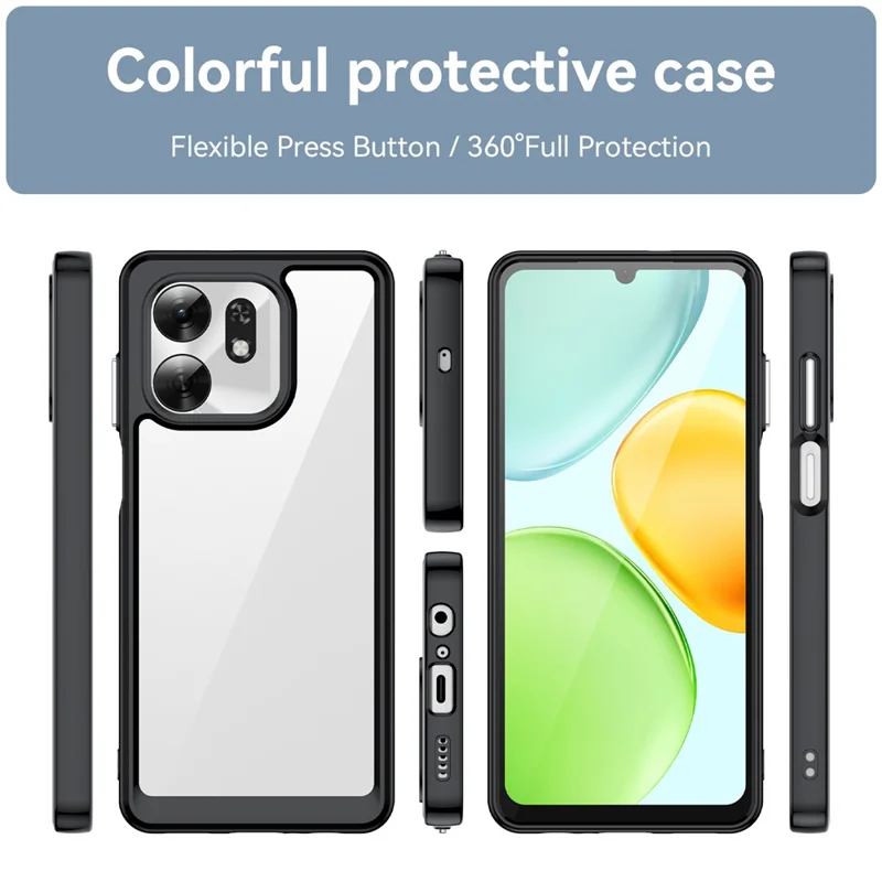 Phone Case for Honor X6d 5G  /  Play10A 4G TPU + Acrylic Protective Clear Phone Cover - Black