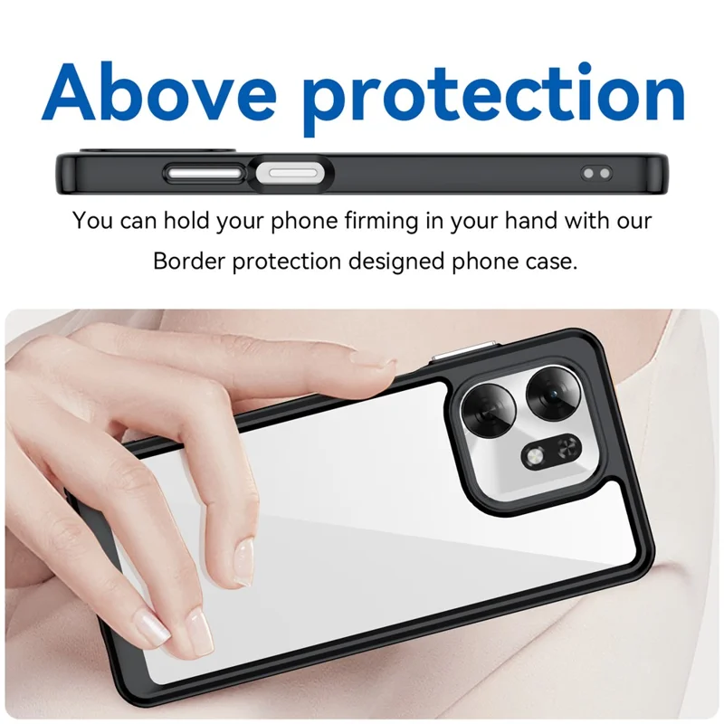 Phone Case for Honor X6d 5G  /  Play10A 4G TPU + Acrylic Protective Clear Phone Cover - Black