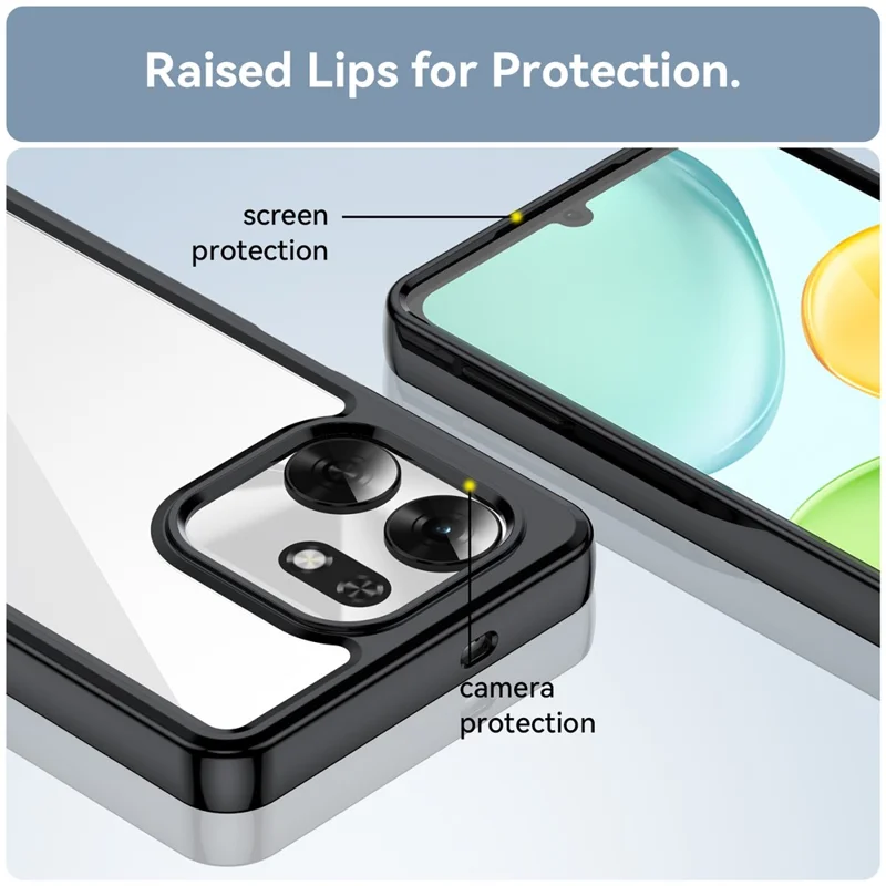 Phone Case for Honor X6d 5G  /  Play10A 4G TPU + Acrylic Protective Clear Phone Cover - Black