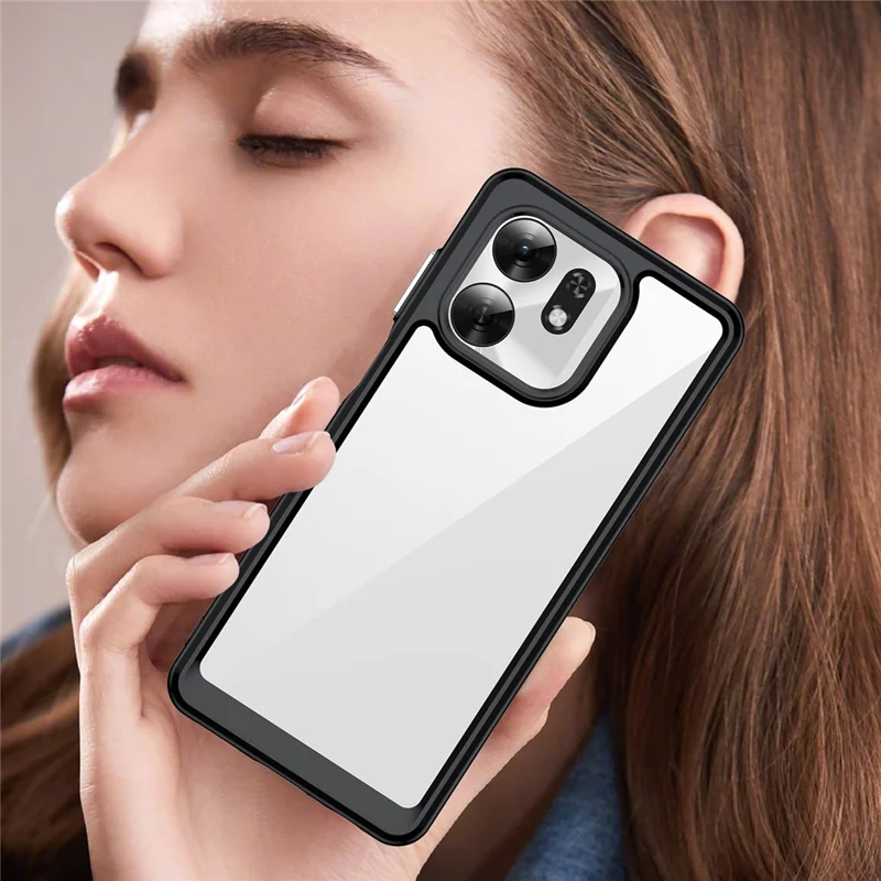 Phone Case for Honor X6d 5G  /  Play10A 4G TPU + Acrylic Protective Clear Phone Cover - Black