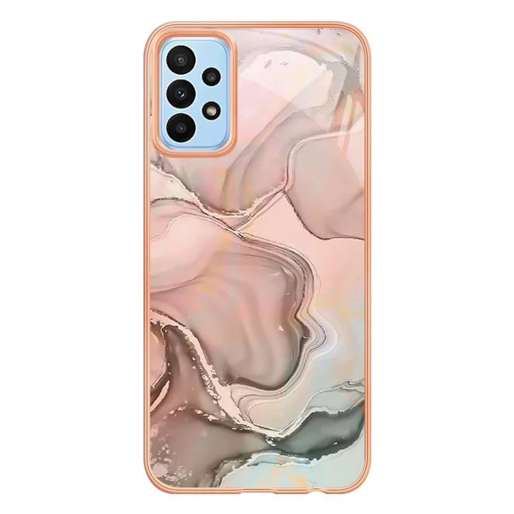 YB IMD Series-16 Style E for Samsung Galaxy A53 5G IMD Marble Pattern Soft TPU Case 2.0mm Electroplating Phone Cover Protector - Pink