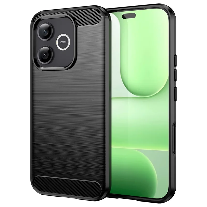 För Honor 600 Lite 5G TPU-hölje Skyddande mobilhölje med struktur i kolfiber, borstad - Svart