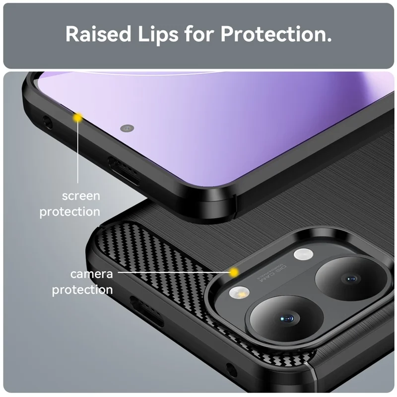 TPU Case for Xiaomi Poco X8 Pro Max 5G  /  Redmi Turbo 5 Max 5G Protective Phone Cover Carbon Fiber Texture Brushed - Black