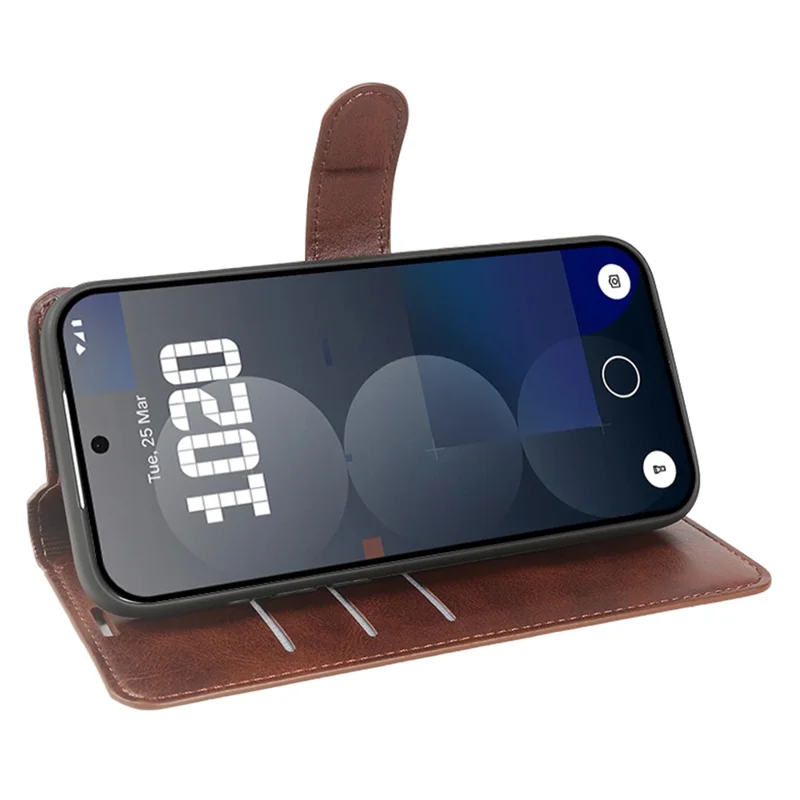 For Nothing Phone (3a) Lite 5G Case Stand Wallet Calf Texture PU Leather Flip Phone Cover - Brown