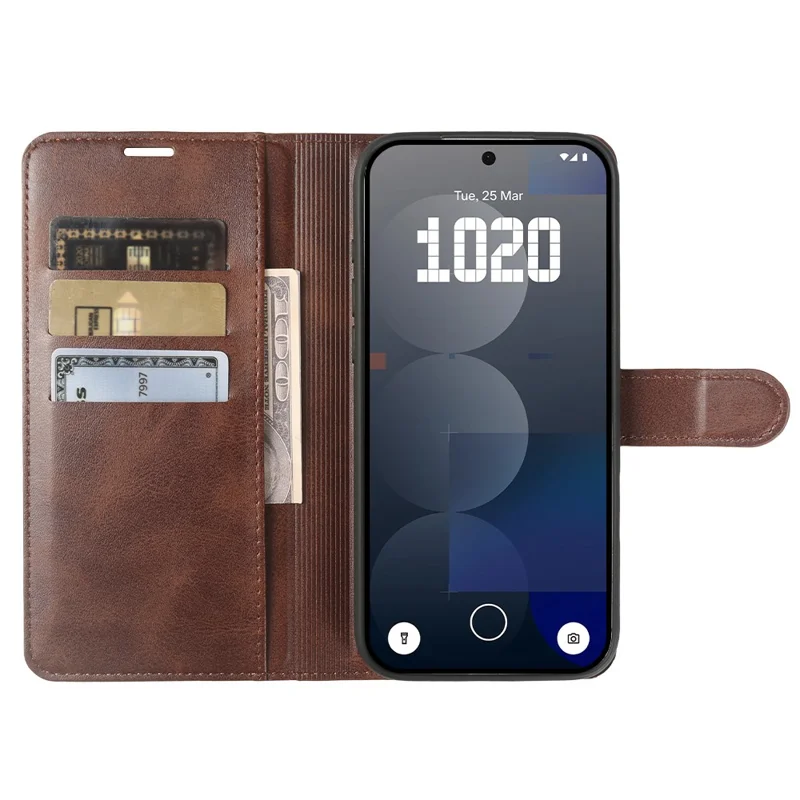 For Nothing Phone (3a) Lite 5G Case Stand Wallet Calf Texture PU Leather Flip Phone Cover - Brown