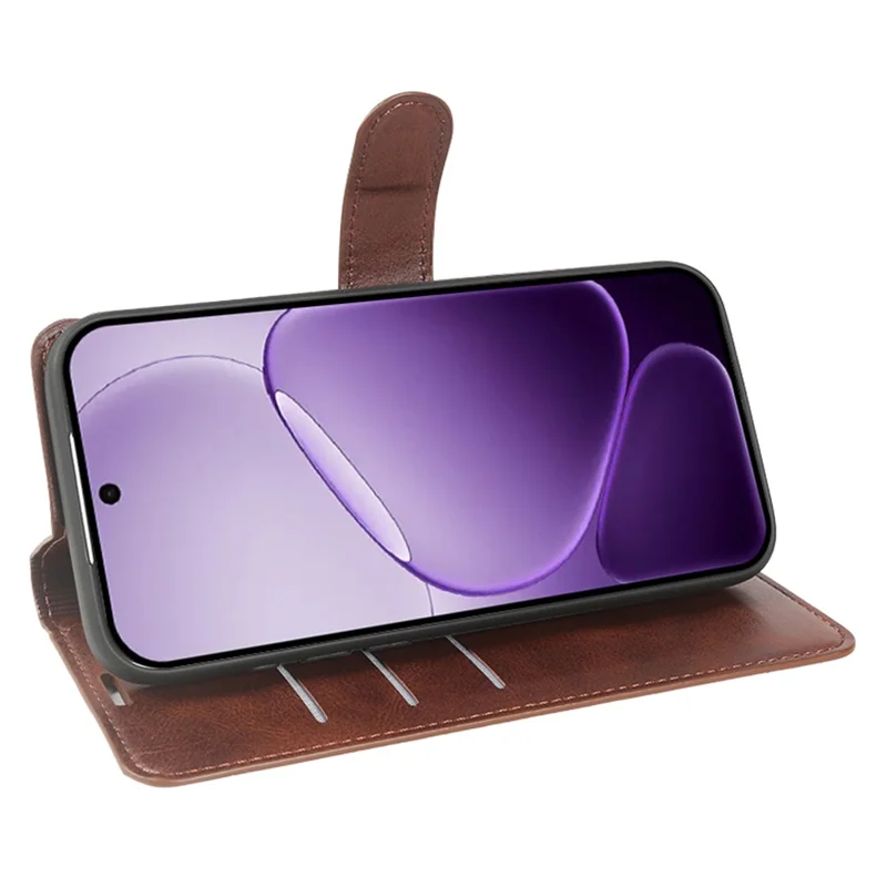 For Oppo A6x 4G  /  A6x 5G Case Stand Wallet Calf Texture PU Leather Flip Phone Cover - Brown