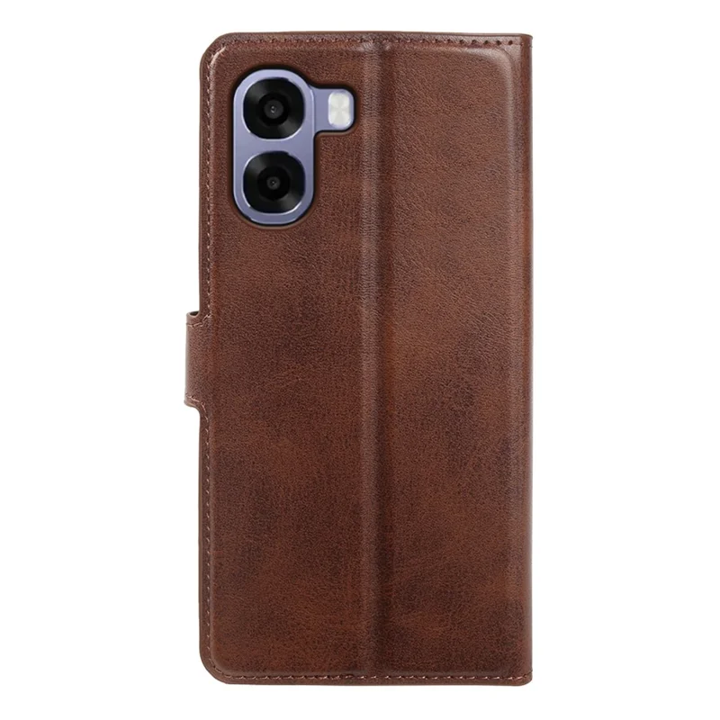 For Oppo A6x 4G  /  A6x 5G Case Stand Wallet Calf Texture PU Leather Flip Phone Cover - Brown