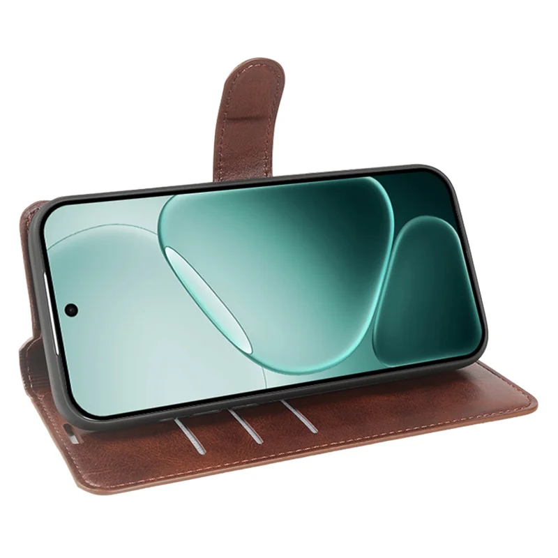 Flip Case med stå og wallet til Oppo F31 5G, kudefænget PU-læder, brunt