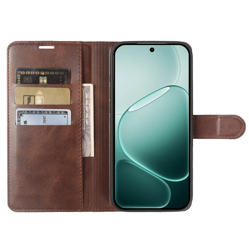 Flip Case med stå og wallet til Oppo F31 5G, kudefænget PU-læder, brunt