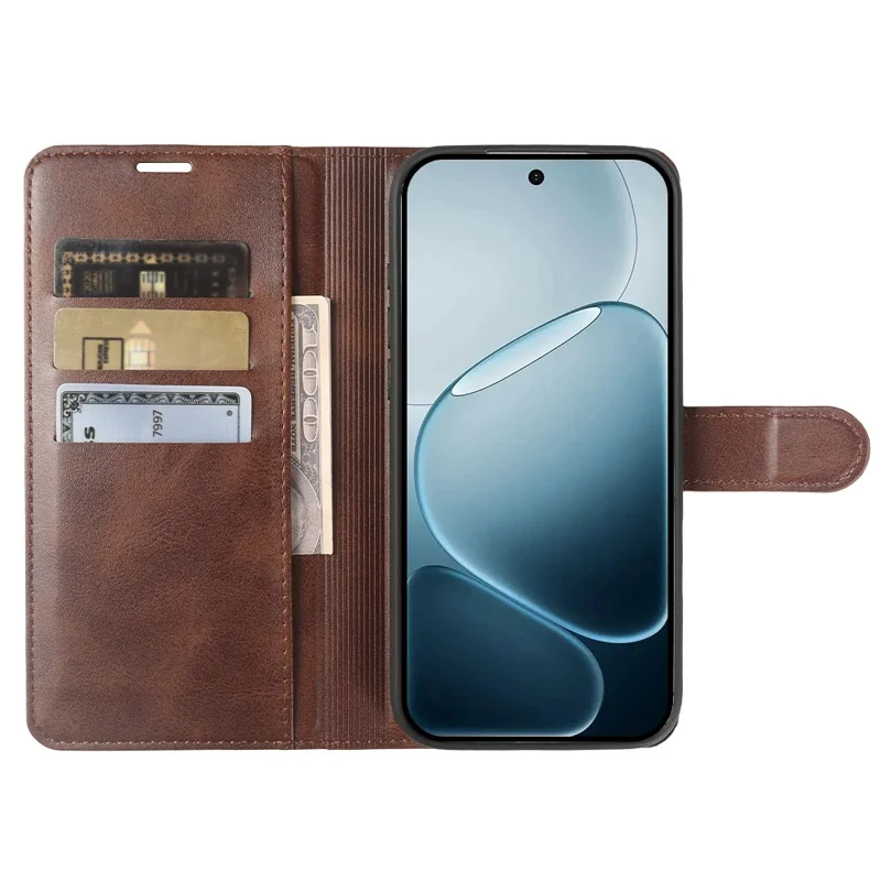 For Oppo F31 Pro 5G Case Stand Wallet Calf Texture PU Leather Flip Phone Cover - Brown