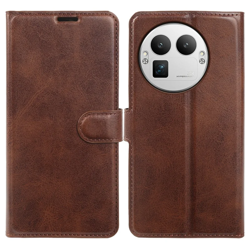 For Realme GT 8 Pro 5G Case Stand Wallet Calf Texture PU Leather Flip Phone Cover - Brown