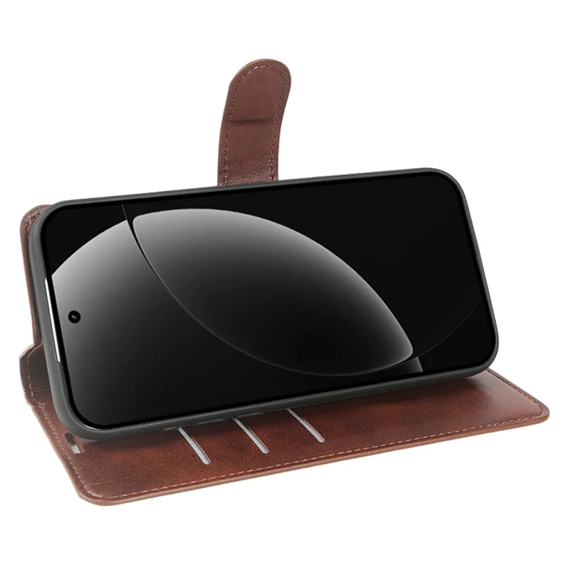 For Realme GT 8 Pro 5G Case Stand Wallet Calf Texture PU Leather Flip Phone Cover - Brown