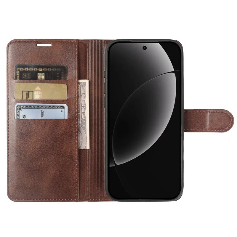 For Realme GT 8 Pro 5G Case Stand Wallet Calf Texture PU Leather Flip Phone Cover - Brown
