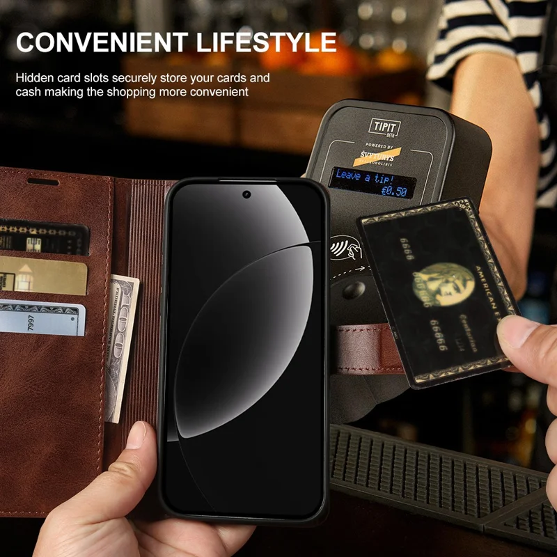 For Realme GT 8 Pro 5G Case Stand Wallet Calf Texture PU Leather Flip Phone Cover - Brown