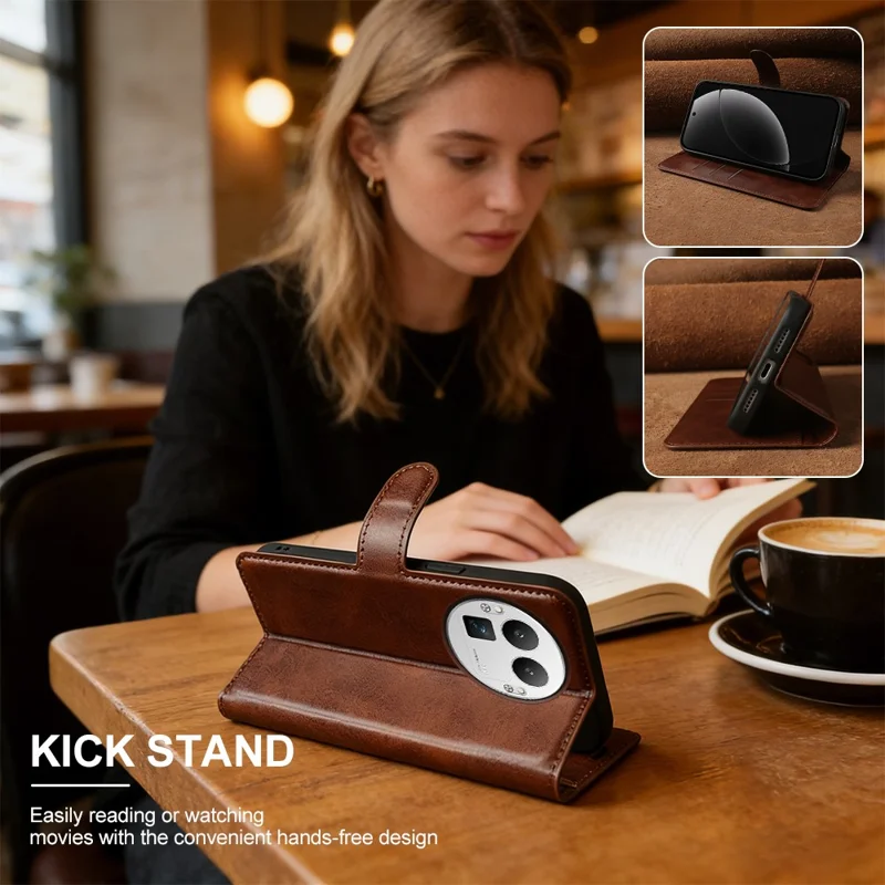 For Realme GT 8 Pro 5G Case Stand Wallet Calf Texture PU Leather Flip Phone Cover - Brown