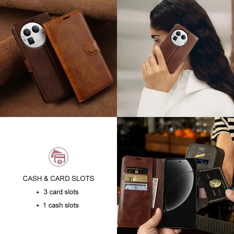 For Realme GT 8 Pro 5G Case Stand Wallet Calf Texture PU Leather Flip Phone Cover - Brown
