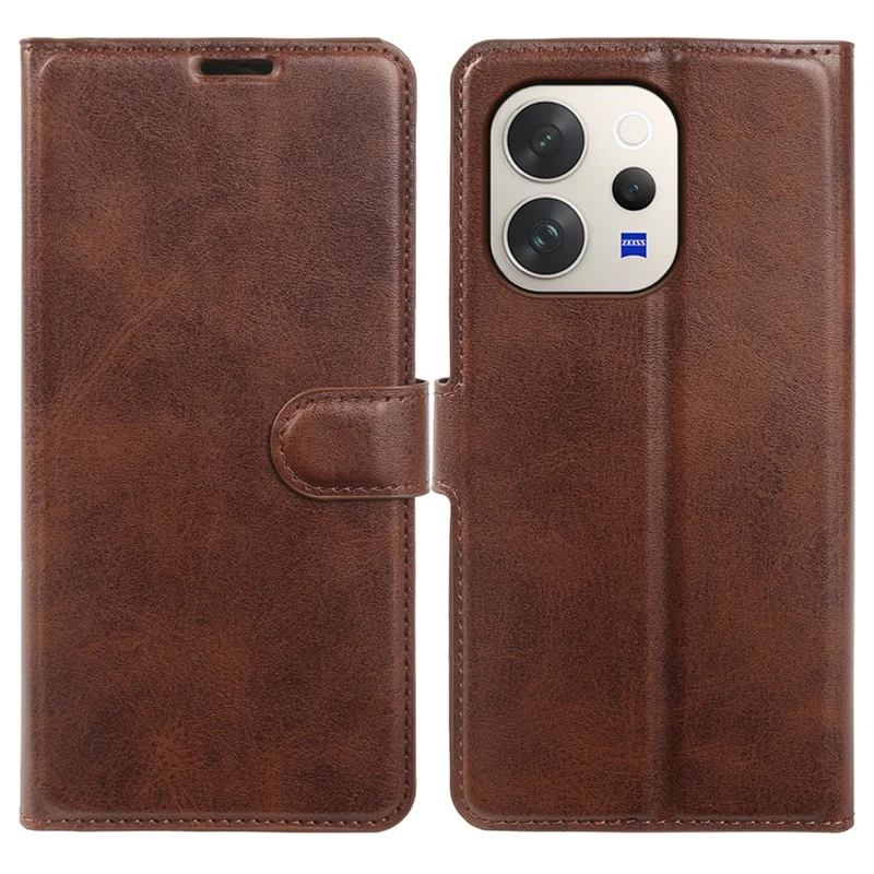 Étui pour vivo V70 5G, étui à rabat avec support et portefeuille en cuir synthétique PU texture veau - Brun