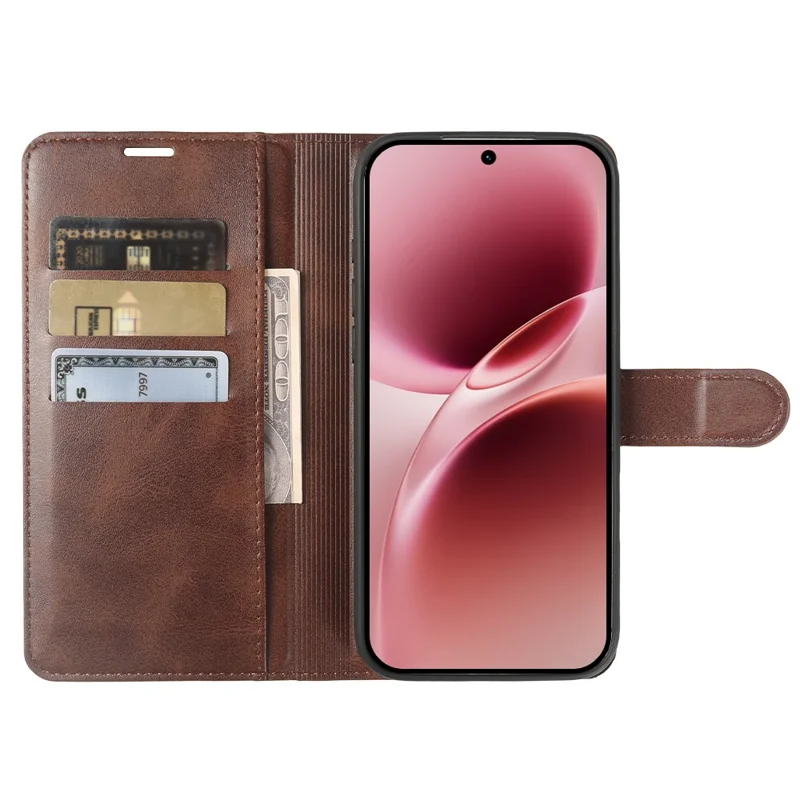 Étui pour vivo V70 5G, étui à rabat avec support et portefeuille en cuir synthétique PU texture veau - Brun