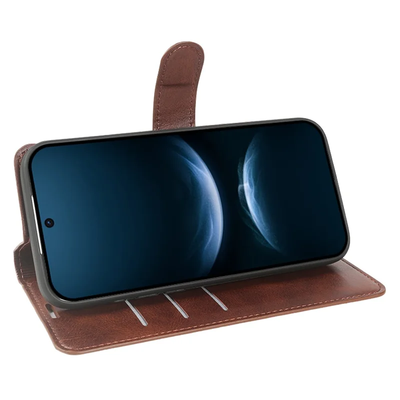 Étui pour Huawei nova 14 Pro 5G, étui portefeuille avec support, cuir synthétique texturé veau, rabat - Marron