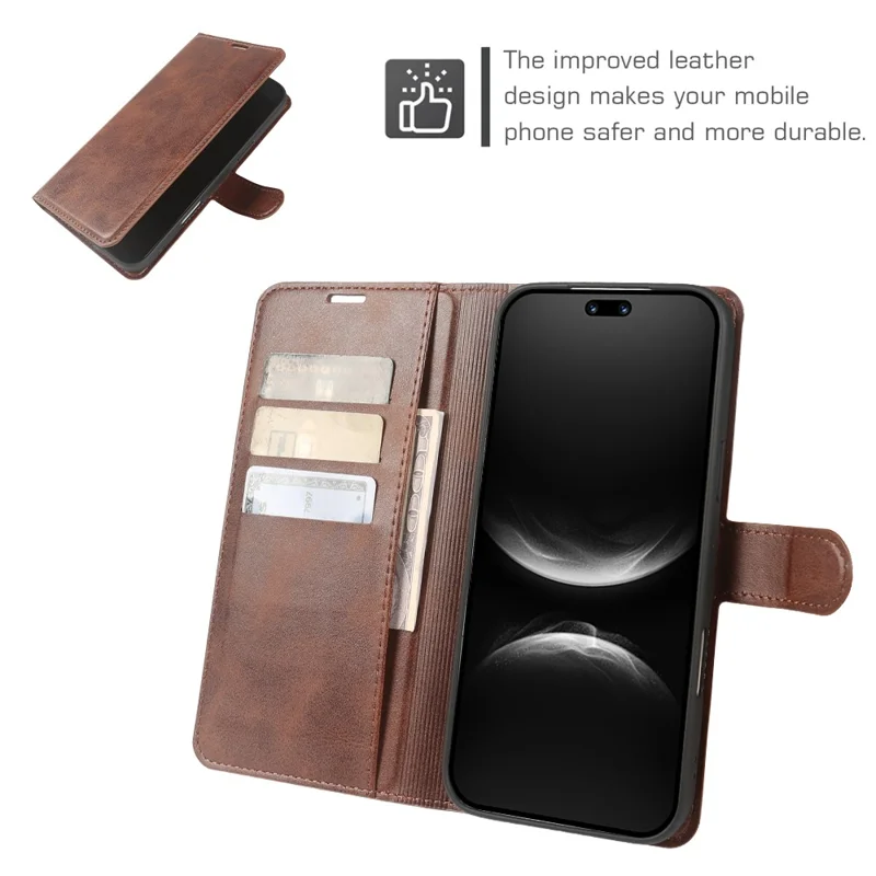 For Huawei nova 14 Ultra 5G Case Stand Wallet Calf Texture PU Leather Flip Phone Cover - Brown