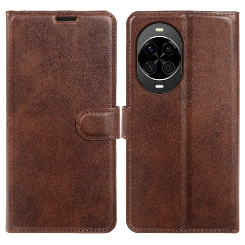 Étui pour Huawei nova 14 5G, étui portefeuille avec support en cuir synthétique texturé veau - Brun