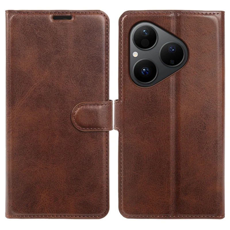 For Huawei Pura 80 Case Stand Wallet Calf Texture PU Leather Flip Phone Cover - Brown