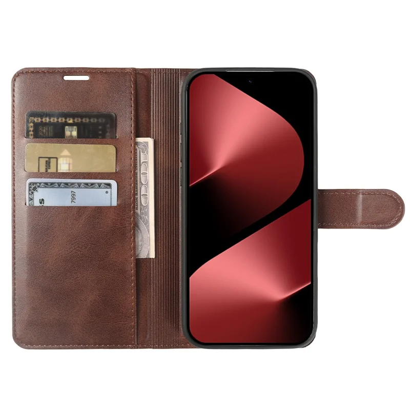 For Huawei Pura 80 Case Stand Wallet Calf Texture PU Leather Flip Phone Cover - Brown