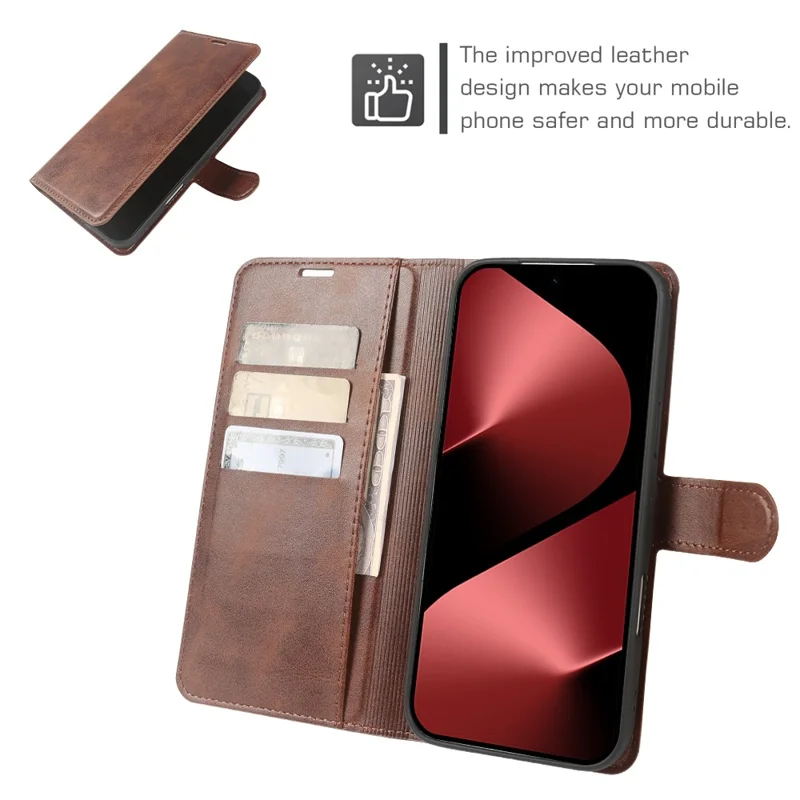 For Huawei Pura 80 Case Stand Wallet Calf Texture PU Leather Flip Phone Cover - Brown