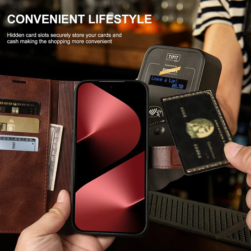 For Huawei Pura 80 Case Stand Wallet Calf Texture PU Leather Flip Phone Cover - Brown